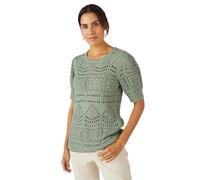 Damart - Pull Maille ajourée Effet Crochet Femme Vert Taille 42/44