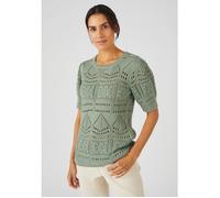Damart - Pull maille ajourée effet crochet - Vert 34/36