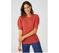 Damart - Pull maille ajourée effet crochet - Vieux Rose 42/44