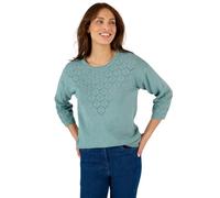 Damart - Pull Maille Ajourée, Femme, Col Rond, Vert Grisé, 42/44