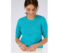 Damart - Pull maille ajourée manches aux coudes - Turquoise 38/40