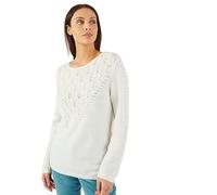 Damart - Pull Maille Ajourée Mélange Alpaga, Femme, Col Rond, Blanc Cassé, Manche Longue