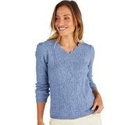 Damart - Pull Maille Fantaisie Thermolactyl, Col V, Bleu, 50/52