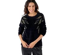 Damart - Pull Maille poilue à Motif végétal Brillant Femme Noir Taille 42/44