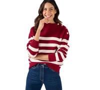 Damart - Pull marinière épaule boutonnée Femme Rouge Rayé Taille 54/56