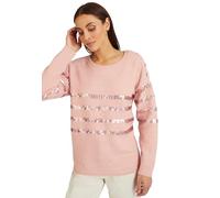 Damart - Pull Rayé À Sequins Thermolactyl, Col Rond, Rose Rayé, 42/44