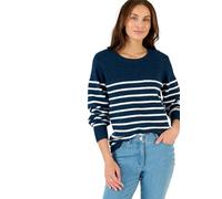 Damart - Pull Rayures Et Maille Ajourée Thermique Thermolactyl Femme Bleu Rayé Taille 42/44