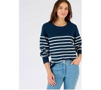 Damart - Pull rayures et maille ajourée Thermolactyl - Marine rayé 38/40