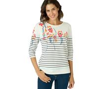 Damart - Pull Uni Et Rayé Imprimé Floral, Femme, Col Rond, Marine rayé, 38/40