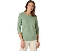 Damart - Pull Uni Et Rayé Imprimé Floral, Femme, Col Rond, Vert, 42/44