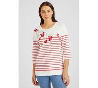 Damart - Pull uni et rayé imprimé floral - Rouge rayé 34/36