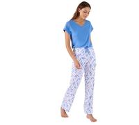 Damart - Pyjama Climatyl en Maille Jersey Femme Bleu Imprimé Taille 42-44 (M)