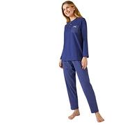 Damart - Pyjama Maille Jersey Coton peigné Femme Bleu Taille 34-36 (XS)