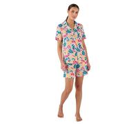 Damart - Pyjashort en Maille Jersey Pur Coton Femme Bleu Imprimé Taille 46-48 (L)