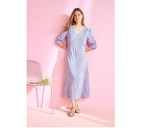 Damart - Robe tissu crêpe imprimé tulipes - Bleu Fleuri 50