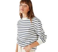 Damart - Sweat-Shirt en Molleton Femme Blanc Rayé Taille 46/48