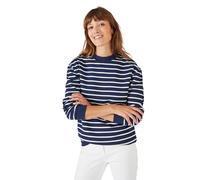 Damart - Sweat-Shirt en Molleton Femme Bleu Rayé Taille 38/40