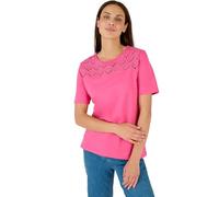 Damart - T-Shirt Broderies Ajourées Femme Rose Taille 42/44