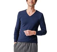 Damart - T-Shirt Col V, Maille Interlock Thermolactyl, Homme, Bleu, Taille L, Manches Longues