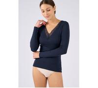 Damart - T-shirt dentelle manches longues Thermolactyl Sensitive - Marine 42/44