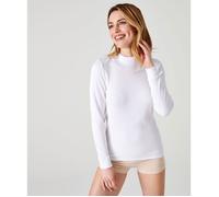 Damart - T-shirt femme Thermolactyl col montant côtes molletonnées - Blanc XS-34/36