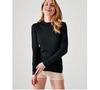 Damart - T-shirt femme Thermolactyl col montant côtes molletonnées - Noir 46/48