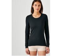 Damart - T-Shirt Thermolactyl col Rond, côtes molletonnées Femme Noir Taille 38-40 (S)