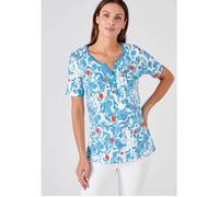 Damart - T-shirt fine côte pur coton - Bleu Feuillage 50/52
