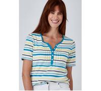Damart - T-shirt fine côte pur coton - Jaune Rayé 38/40