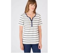 Damart - T-shirt fine côte pur coton - Marine rayé 42/44