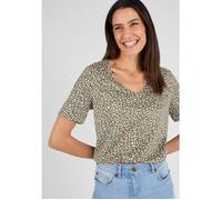 Damart - T-shirt maille jersey flammée - Vert Tachiste 34/36