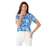 Damart - T-Shirt Maille Reliéfée Fleurie Femme Bleu Imprimé Taille 42/44