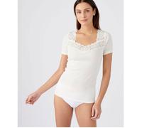 Damart - T-shirt manches courtes Douceur soyeuse Thermolactyl - Blanc Cassé XS-34/36