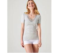 Damart - T-shirt manches courtes maille ajourée Thermolactyl - Gris 46/48