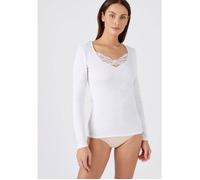 Damart - T-shirt manches longues fine côte guipure Thermolactyl - Blanc 42/44