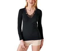 Damart - T-Shirt Manches Longues Maille Ajourée Thermolactyl, Femme, Noir, Taille L