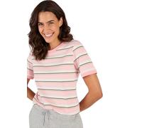 Damart - T-Shirt Rayé en Pur Coton Femme Rose Imprimé Taille 42/44