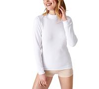 Damart - T-Shirt Thermolactyl Col Montant Côtes Molletonnées Femme Blanc Taille S