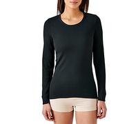 Damart - T-Shirt Thermolactyl col Rond, côtes molletonnées Femme Noir Taille 34-36 (XS)