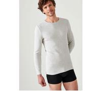 Damart - T-Shirt Thermolactyl col Rond, côtes molletonnées Homme Gris Chiné Taille XXL (118-125)
