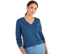 Damart - T-Shirt Thermol'love Dentelle Femme Bleu Taille 50/52