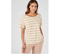 Damart - Tee-shirt à rayures en lin majoritaire - Beige Rayé 46/48