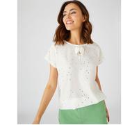 Damart - Tee-shirt bi-matière à motifs brillants manches courtes - Blanc Cassé 46/48