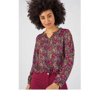 Damart - Tee-shirt col tunisien - Violet Fleuri 34/36