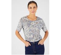 Damart - Tee-shirt en lin mélangé - Bleu Fleuri 46/48