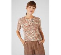 Damart - Tee-shirt en lin mélangé - Orange Fleuri 46/48