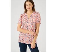 Damart - Tee-shirt en maille crêpe - Corail Petites Fleurs 42/44
