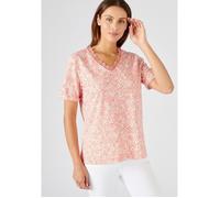 Damart - Tee-shirt imprimé détails dentelle - Corail Fleuri 42/44