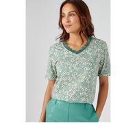 Damart - Tee-shirt imprimé détails dentelle - Vert Fleuri 50/52