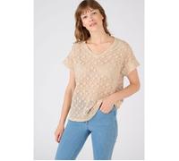 Damart - Tee-shirt maille fantaisie effet macramé - Beige Clair 54/56